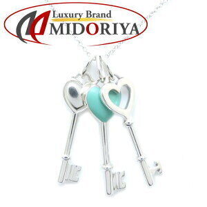 TIFFANY Co Heart Key Necklace Motifs Blue Sterling Silver